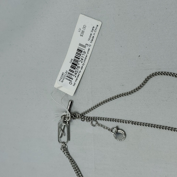 French connection silver rhodium link lariat necklace - Picture 4 of 6